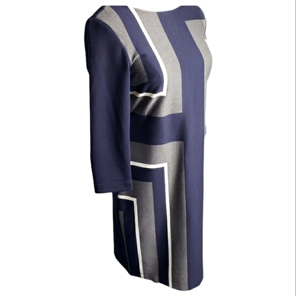 Danny & Nicole 3/4 Sleeve Shift Geometric Colorblock Mod Office Business Petite - Picture 1 of 15